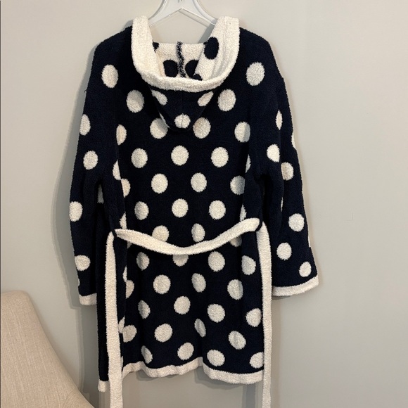 Barefoot Dreams CozyChic Navy Blue and White Polka Dot Robe Size 2(Medium) - Picture 4 of 4